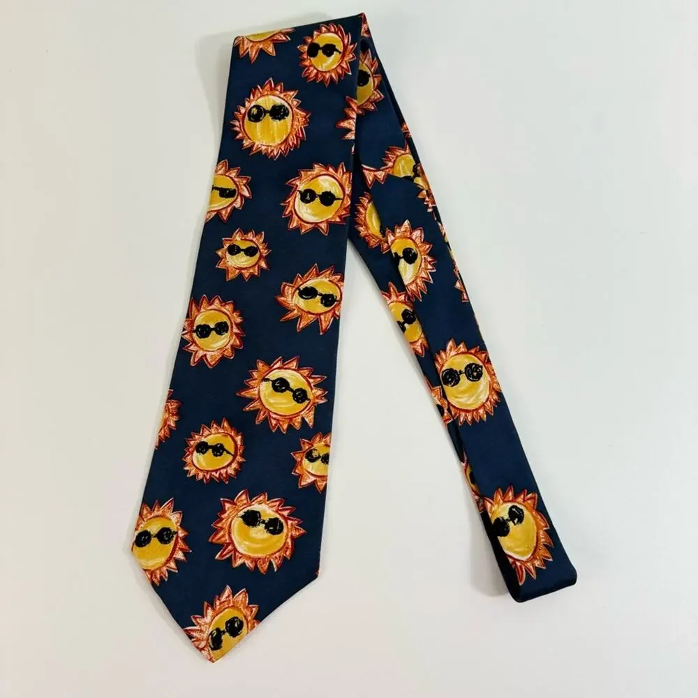 Save The Children Stephanie Age-7 Cool Summer Sun‎ Silk Tie Blue Yellow Mens OS